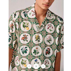 Perte d'ego Botanical illustrations half sleeves shirt- Green